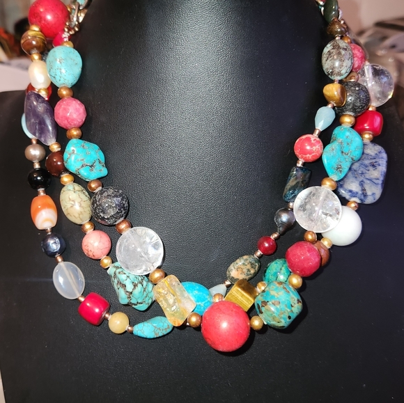 Designer Semi Precious Stones Necklace Vintage